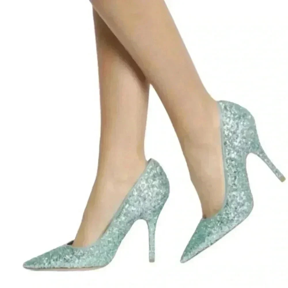 Women's Dressy Heels Pumps 
Special Occasion Party Shoes
Sparkly Green Size 8.5